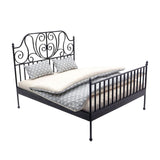 Maxbell 1/12 Pretend Play Toy Vintage Lifelike Miniature Bed for Kids Girls Children black