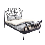 Maxbell 1/12 Pretend Play Toy Vintage Lifelike Miniature Bed for Kids Girls Children black
