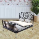 Maxbell 1/12 Pretend Play Toy Vintage Lifelike Miniature Bed for Kids Girls Children black