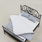 Maxbell 1/12 Pretend Play Toy Vintage Lifelike Miniature Bed for Kids Girls Children black