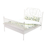 Maxbell 1/12 Pretend Play Toy Vintage Lifelike Miniature Bed for Kids Girls Children white