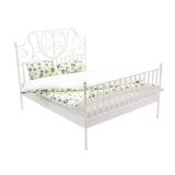 Maxbell 1/12 Pretend Play Toy Vintage Lifelike Miniature Bed for Kids Girls Children white