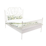 Maxbell 1/12 Pretend Play Toy Vintage Lifelike Miniature Bed for Kids Girls Children white