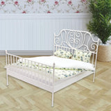 Maxbell 1/12 Pretend Play Toy Vintage Lifelike Miniature Bed for Kids Girls Children white