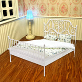 Maxbell 1/12 Pretend Play Toy Vintage Lifelike Miniature Bed for Kids Girls Children white