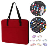 Maxbell Toy Car Organizer Case 52 Slots Felt Carrier for Kids Model Cars Collectible Red