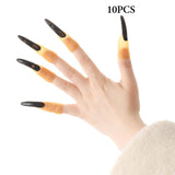 Maxbell 10x Fake Witch Fingers Scary Black Long Witch Nails for Bar Masquerade Props 2cmx9cm