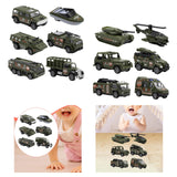 Maxbell 6 Pieces Alloy Vehicle Pull Back and Go Toys Green Metal Body Physical Power Style A