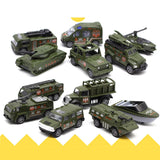 Maxbell 6 Pieces Alloy Vehicle Pull Back and Go Toys Green Metal Body Physical Power Style A