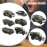 Maxbell 6 Pieces Alloy Vehicle Pull Back and Go Toys Green Metal Body Physical Power Style A