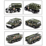 Maxbell 6 Pieces Alloy Vehicle Pull Back and Go Toys Green Metal Body Physical Power Style A