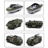 Maxbell 6 Pieces Alloy Vehicle Pull Back and Go Toys Green Metal Body Physical Power Style A