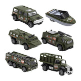 Maxbell 6 Pieces Alloy Vehicle Pull Back and Go Toys Green Metal Body Physical Power Style A