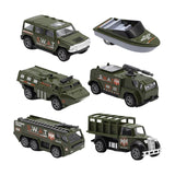 Maxbell 6 Pieces Alloy Vehicle Pull Back and Go Toys Green Metal Body Physical Power Style A