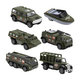 Maxbell 6 Pieces Alloy Vehicle Pull Back and Go Toys Green Metal Body Physical Power Style A