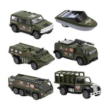 Maxbell 6 Pieces Alloy Vehicle Pull Back and Go Toys Green Metal Body Physical Power Style A