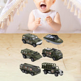 Maxbell 6 Pieces Alloy Vehicle Pull Back and Go Toys Green Metal Body Physical Power Style A
