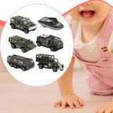Maxbell 6 Pieces Alloy Vehicle Pull Back and Go Toys Green Metal Body Physical Power Style A