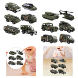 Maxbell 6 Pieces Alloy Vehicle Pull Back and Go Toys Green Metal Body Physical Power Style A