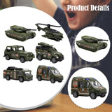 Maxbell 6 Pieces Alloy Vehicle Pull Back and Go Toys Green Metal Body Physical Power Style B