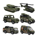 Maxbell 6 Pieces Alloy Vehicle Pull Back and Go Toys Green Metal Body Physical Power Style B