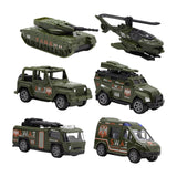 Maxbell 6 Pieces Alloy Vehicle Pull Back and Go Toys Green Metal Body Physical Power Style B