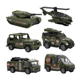 Maxbell 6 Pieces Alloy Vehicle Pull Back and Go Toys Green Metal Body Physical Power Style B