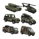 Maxbell 6 Pieces Alloy Vehicle Pull Back and Go Toys Green Metal Body Physical Power Style B