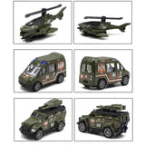 Maxbell 6 Pieces Alloy Vehicle Pull Back and Go Toys Green Metal Body Physical Power Style B