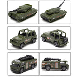 Maxbell 6 Pieces Alloy Vehicle Pull Back and Go Toys Green Metal Body Physical Power Style B