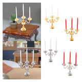Maxbell 1/12 Dollhouse Candle Holder Doll House Candlestick for Cabinet Shelf Mantel Gold and White