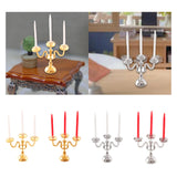 Maxbell 1/12 Dollhouse Candle Holder Doll House Candlestick for Cabinet Shelf Mantel Gold and White