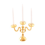 Maxbell 1/12 Dollhouse Candle Holder Doll House Candlestick for Cabinet Shelf Mantel Gold and White