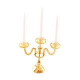 Maxbell 1/12 Dollhouse Candle Holder Doll House Candlestick for Cabinet Shelf Mantel Gold and White