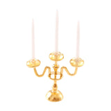 Maxbell 1/12 Dollhouse Candle Holder Doll House Candlestick for Cabinet Shelf Mantel Gold and White