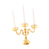 Maxbell 1/12 Dollhouse Candle Holder Doll House Candlestick for Cabinet Shelf Mantel Gold and White
