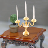 Maxbell 1/12 Dollhouse Candle Holder Doll House Candlestick for Cabinet Shelf Mantel Gold and White