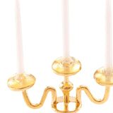 Maxbell 1/12 Dollhouse Candle Holder Doll House Candlestick for Cabinet Shelf Mantel Gold and White