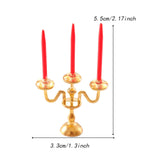 Maxbell 1/12 Dollhouse Candle Holder Doll House Candlestick for Cabinet Shelf Mantel Gold and Red