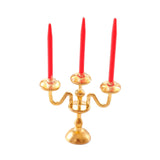 Maxbell 1/12 Dollhouse Candle Holder Doll House Candlestick for Cabinet Shelf Mantel Gold and Red