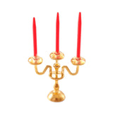 Maxbell 1/12 Dollhouse Candle Holder Doll House Candlestick for Cabinet Shelf Mantel Gold and Red