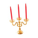 Maxbell 1/12 Dollhouse Candle Holder Doll House Candlestick for Cabinet Shelf Mantel Gold and Red