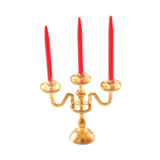 Maxbell 1/12 Dollhouse Candle Holder Doll House Candlestick for Cabinet Shelf Mantel Gold and Red