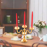 Maxbell 1/12 Dollhouse Candle Holder Doll House Candlestick for Cabinet Shelf Mantel Gold and Red