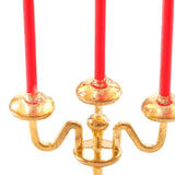 Maxbell 1/12 Dollhouse Candle Holder Doll House Candlestick for Cabinet Shelf Mantel Gold and Red
