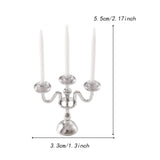 Maxbell 1/12 Dollhouse Candle Holder Doll House Candlestick for Cabinet Shelf Mantel Silver and White