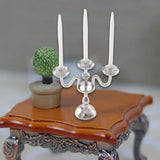 Maxbell 1/12 Dollhouse Candle Holder Doll House Candlestick for Cabinet Shelf Mantel Silver and White