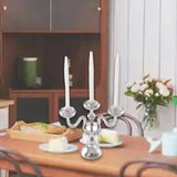 Maxbell 1/12 Dollhouse Candle Holder Doll House Candlestick for Cabinet Shelf Mantel Silver and White