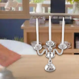 Maxbell 1/12 Dollhouse Candle Holder Doll House Candlestick for Cabinet Shelf Mantel Silver and White