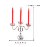 Maxbell 1/12 Dollhouse Candle Holder Doll House Candlestick for Cabinet Shelf Mantel Silver and Red